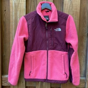 Women’s North Face Denali polartec fleece zip up pink and maroon